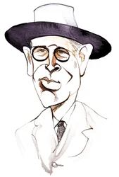 William Butler Yeats, irischer Dichter und Dramatiker (1865-1939); Karikatur